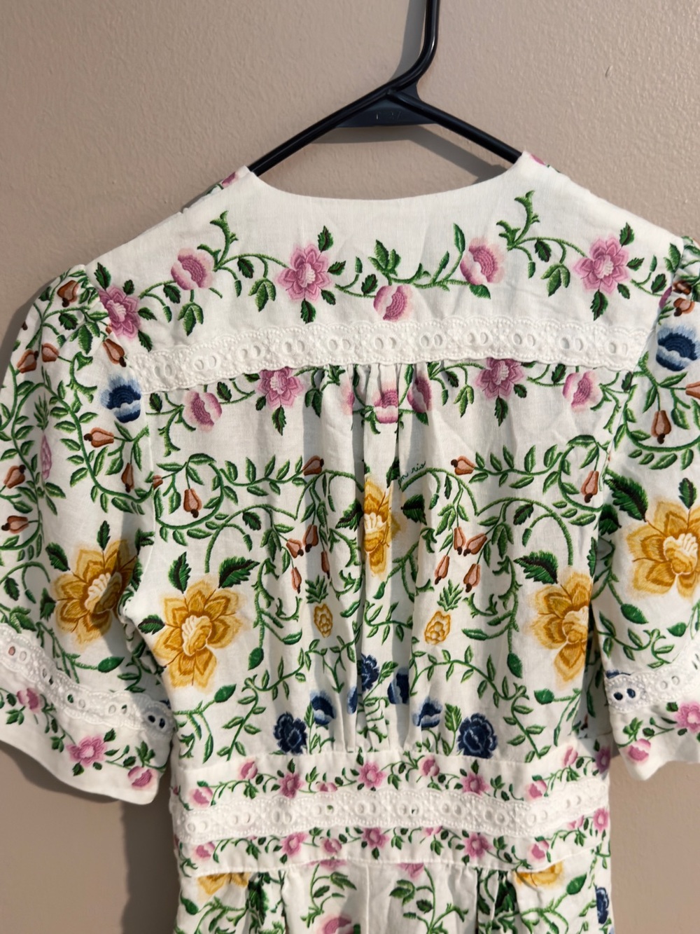 FARM RIO Folk Floral Linen Blend Wide-Leg Jumpsuit — Size XXS - Picture 9 of 15